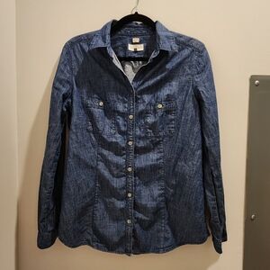 LOFT Indigo Denim Softened Button Up Shirt